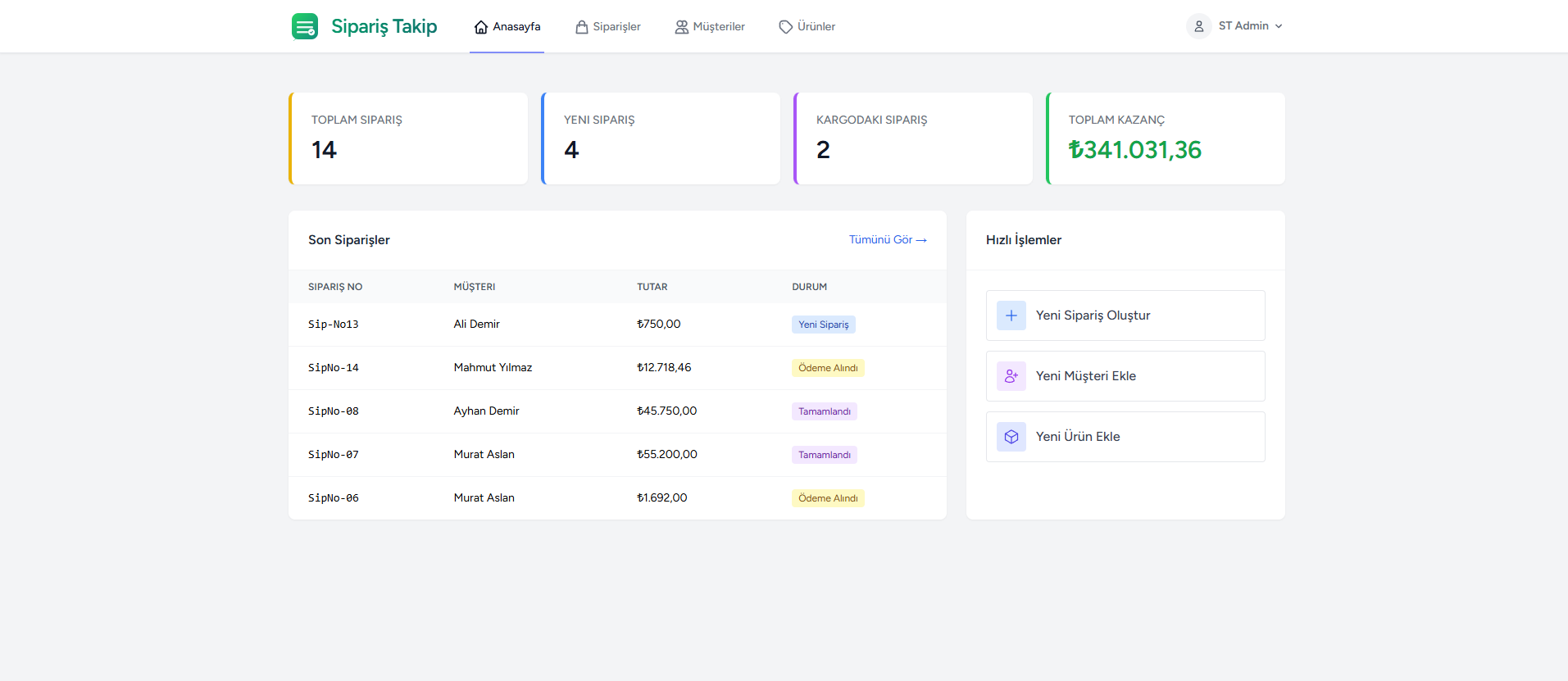 Sipariş Takip Script